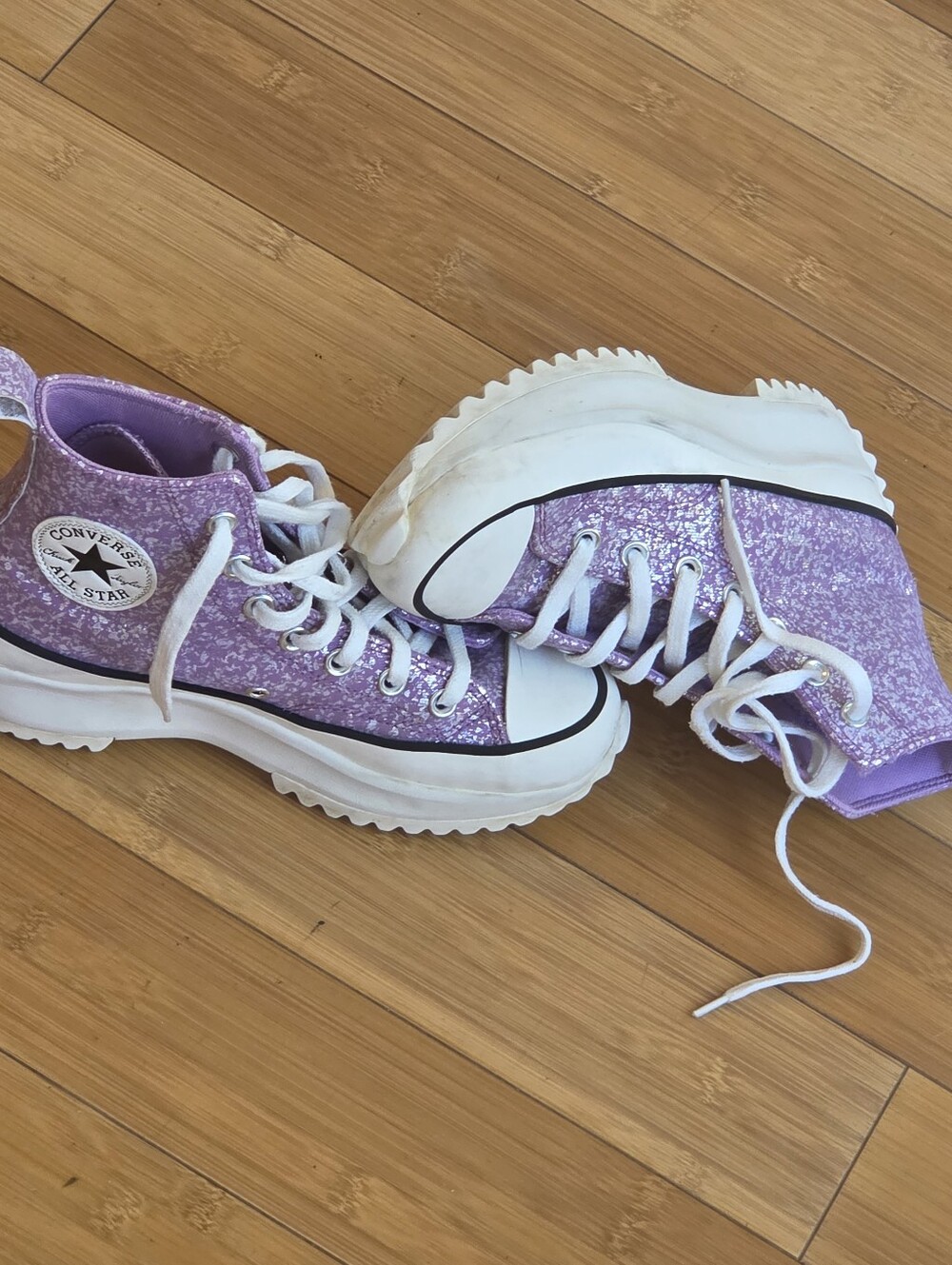 Converse Run Star Hike Chunky Platform Sparkly Purple Women 6.5 Men 5